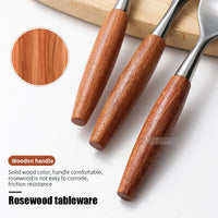 Thumbnail for Stainless Steel Flatware Rose Wood Silverware Cutlery Set - Casatrail.com