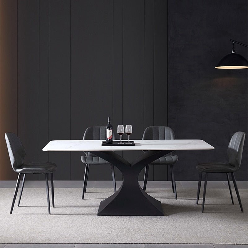 Steel Base Designer Dining Table with 6 Chairs - Casatrail.com