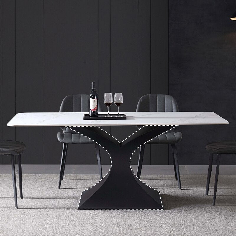 Steel Base Designer Dining Table with 6 Chairs - Casatrail.com