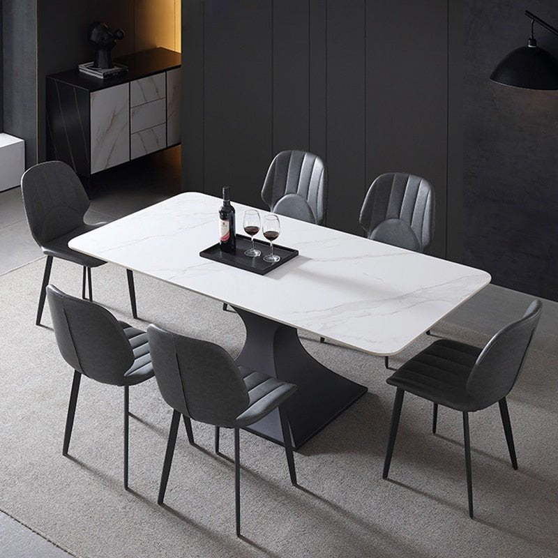 Steel Base Designer Dining Table with 6 Chairs - Casatrail.com