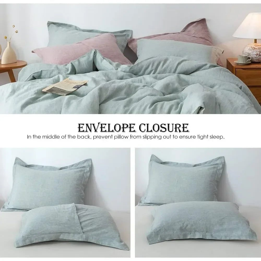 Stone Wash Duvet Cover Set 1 Duvet Cover 2 Pillows 100% Linen - Casatrail.com