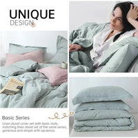 Thumbnail for Stone Wash Duvet Cover Set 1 Duvet Cover 2 Pillows 100% Linen - Casatrail.com