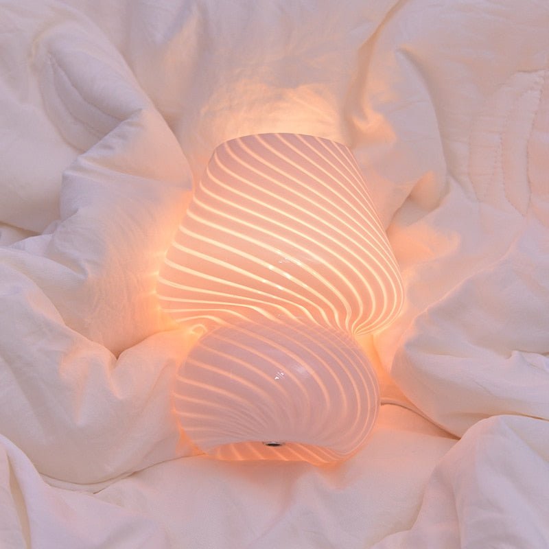Striped LED Mushroom Table Lamp for Decor - Casatrail.com