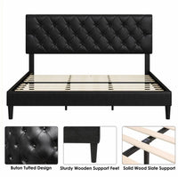 Thumbnail for Sturdy Metal Bed Frame with Adjustable Legs and Wooden Slats - Casatrail.com