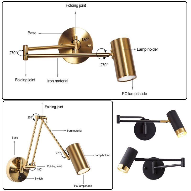 Stylish Telescopic LED Wall Lamp for Bedside Lighting - Casatrail.com