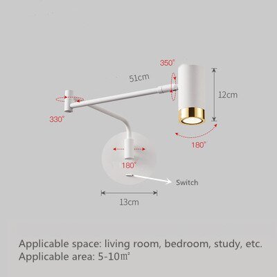 Swing Long Arm LED Wall Lamps with Modern Touch Sensor - Casatrail.com