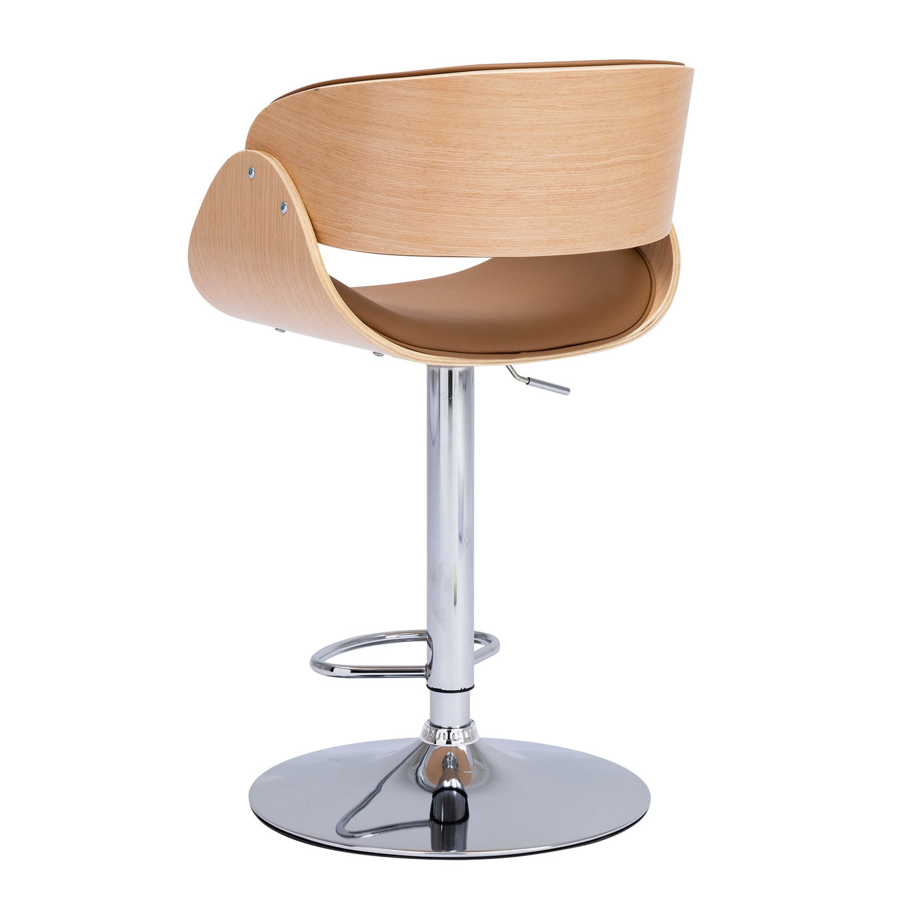 Swivel PU Leather Ecru Bent Wood Bar Stool - Casatrail.com