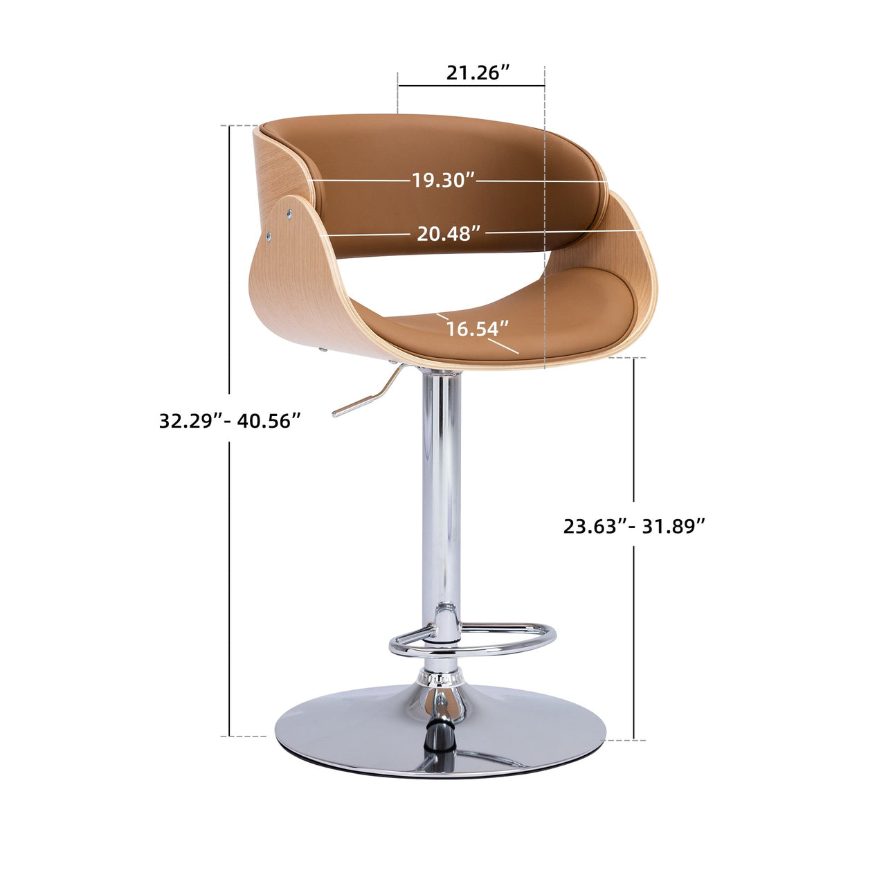 Swivel PU Leather Ecru Bent Wood Bar Stool - Casatrail.com