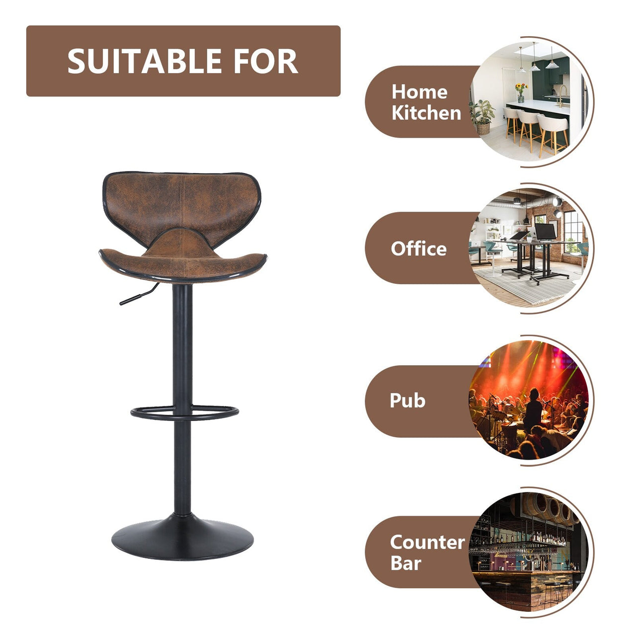 Tech Cloth Counter Height Swivel Bar Stool Set - Casatrail.com