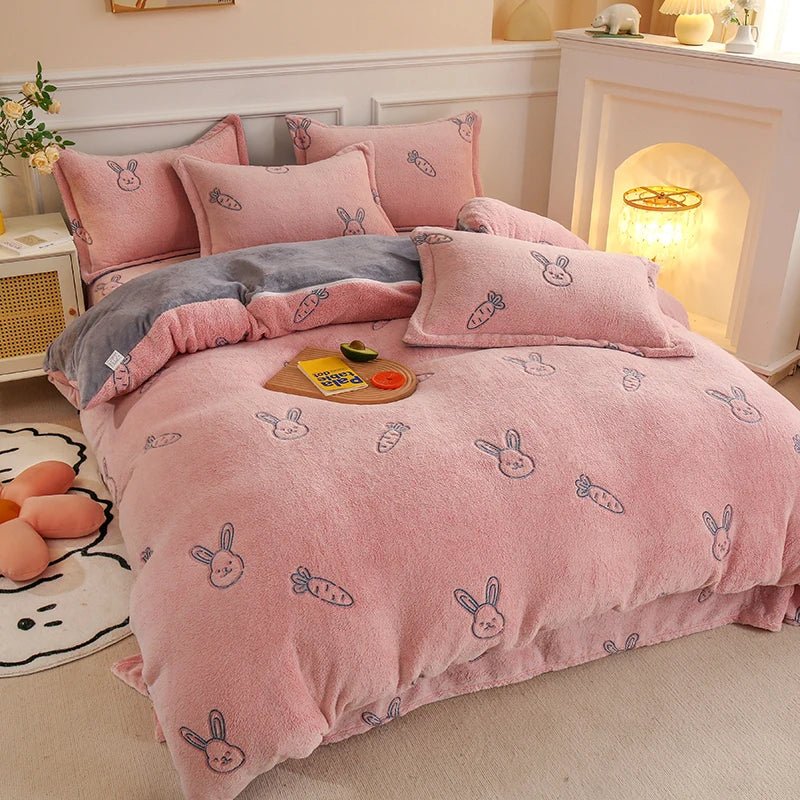 Thick Fleece Flannel Duvet Cover for Winter Bedding Set - Casatrail.com