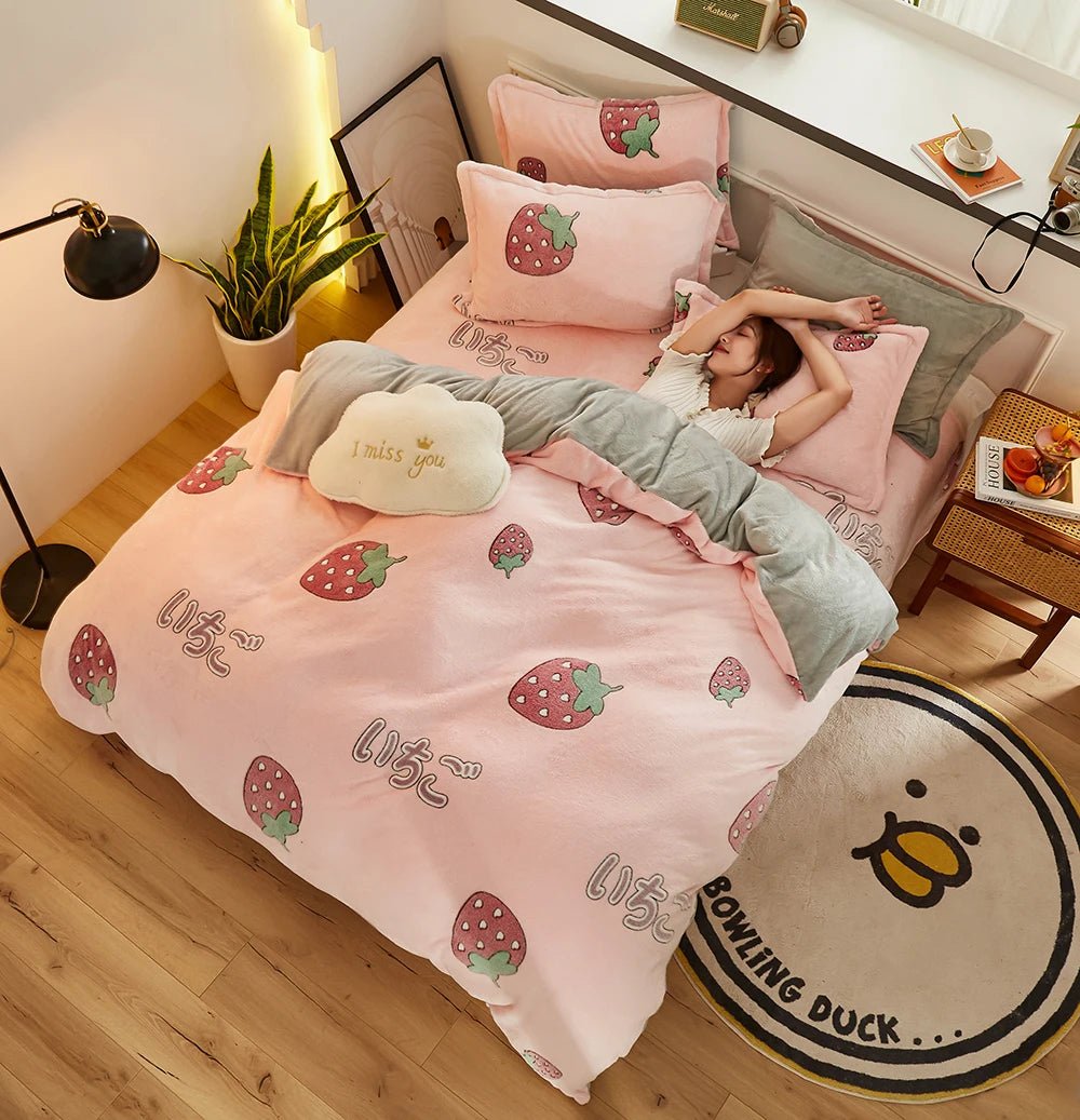 Thick Fleece Flannel Duvet Cover for Winter Bedding Set - Casatrail.com