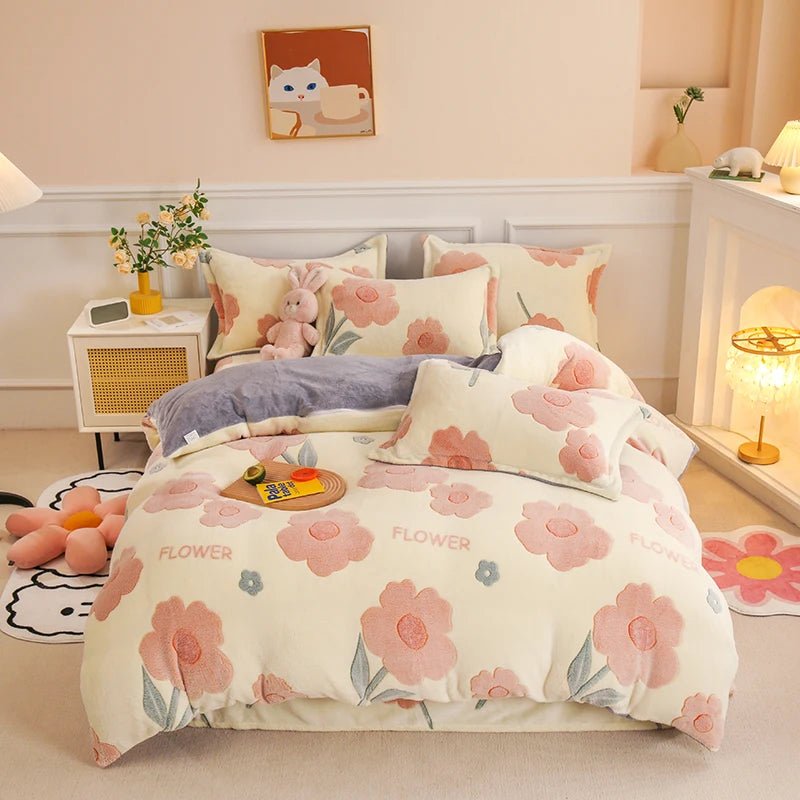 Thick Fleece Flannel Duvet Cover for Winter Bedding Set - Casatrail.com