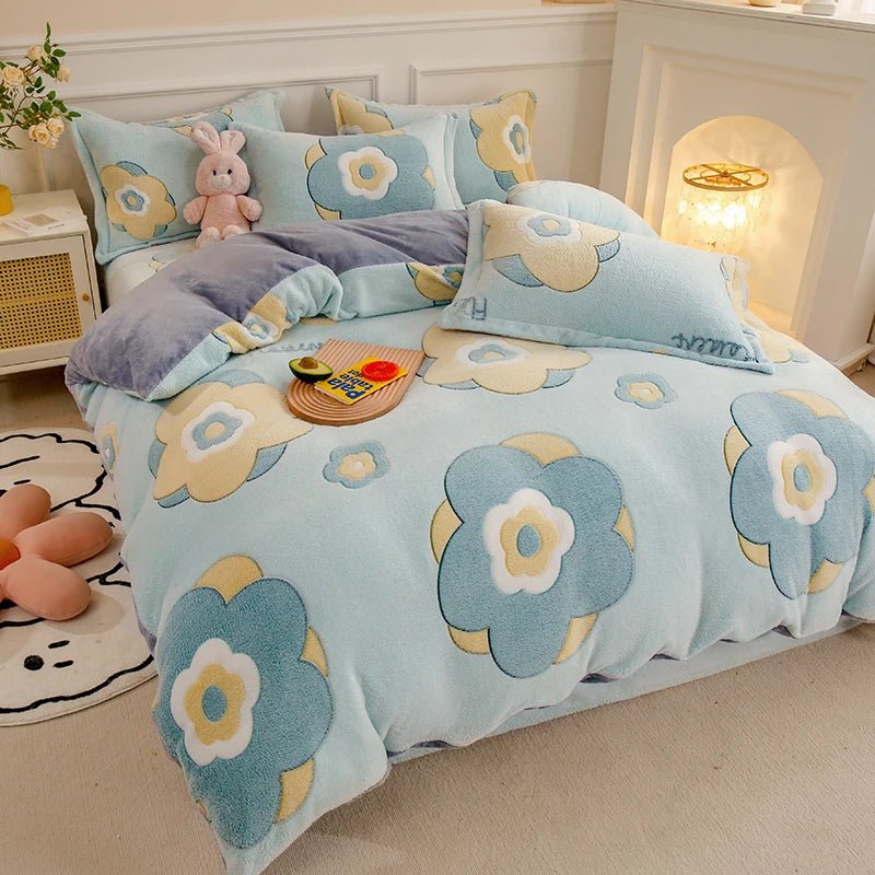 Thick Fleece Flannel Duvet Cover for Winter Bedding Set - Casatrail.com