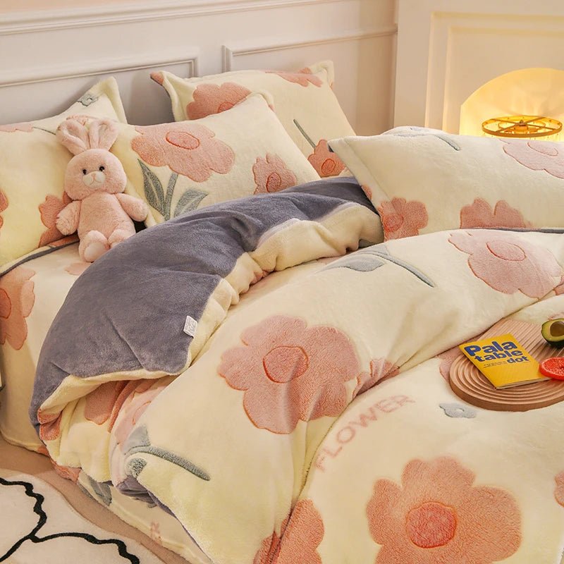 Thick Fleece Flannel Duvet Cover for Winter Bedding Set - Casatrail.com