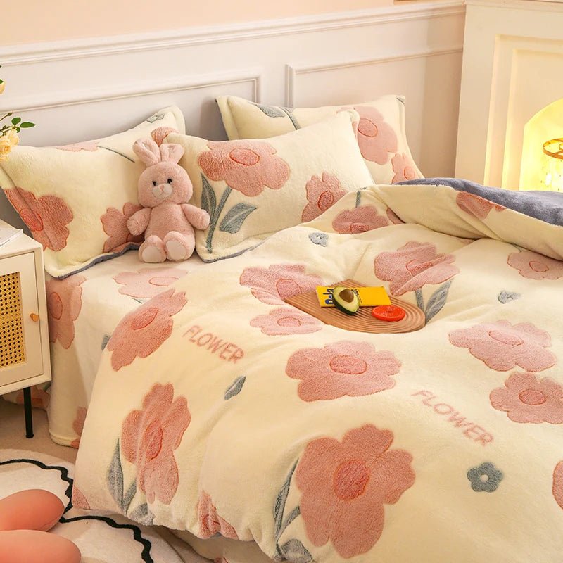 Thick Fleece Flannel Duvet Cover for Winter Bedding Set - Casatrail.com