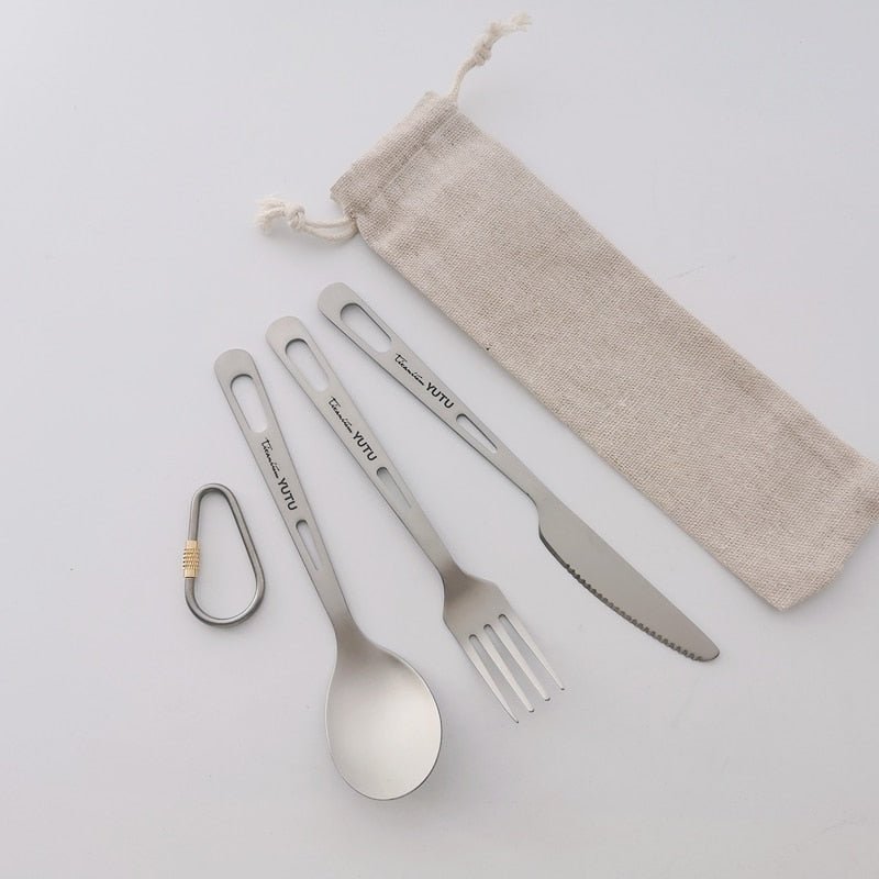 Titanium Tableware Set - Ultralight Portable Cutlery - Casatrail.com