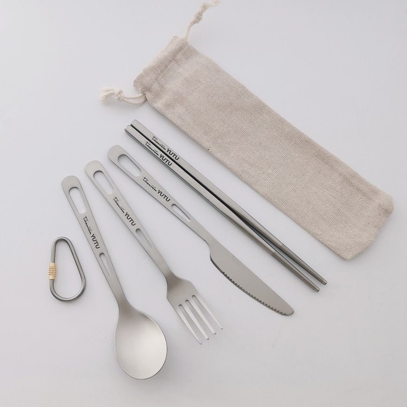 Titanium Tableware Set - Ultralight Portable Cutlery - Casatrail.com