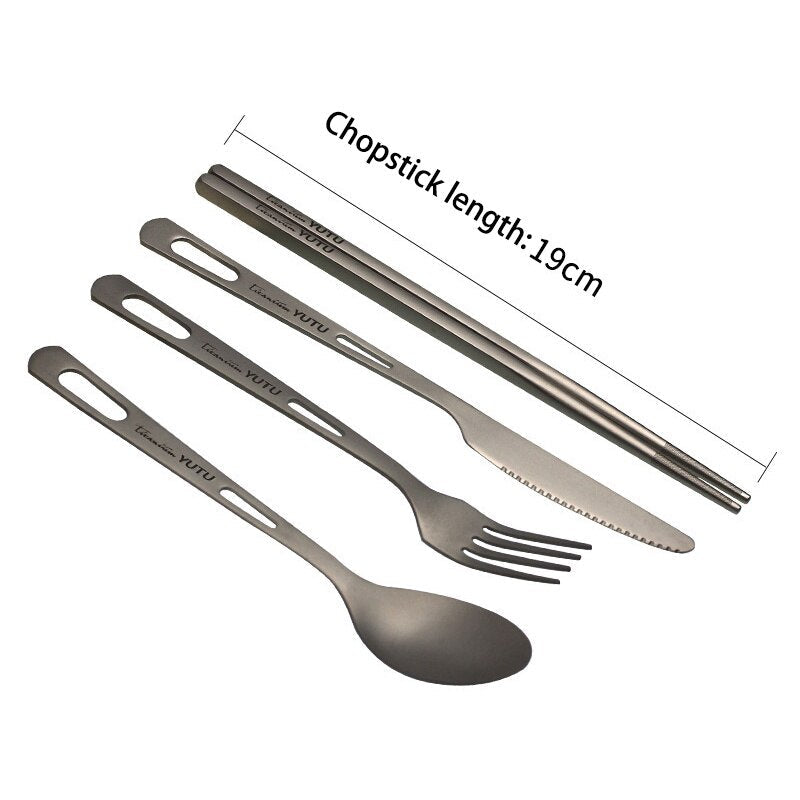 Titanium Tableware Set - Ultralight Portable Cutlery - Casatrail.com