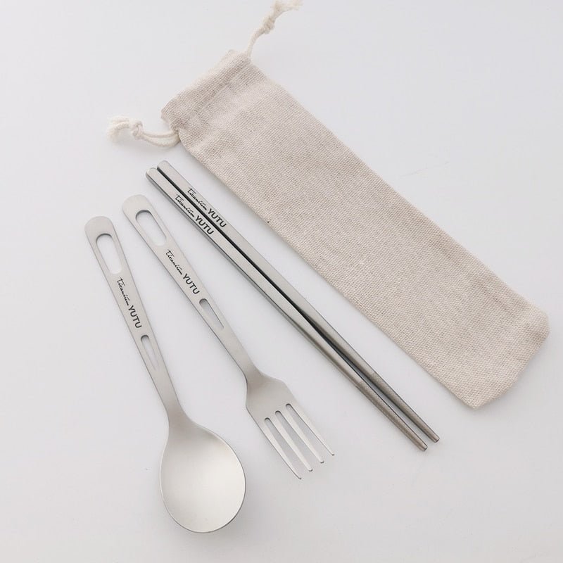 Titanium Tableware Set - Ultralight Portable Cutlery - Casatrail.com