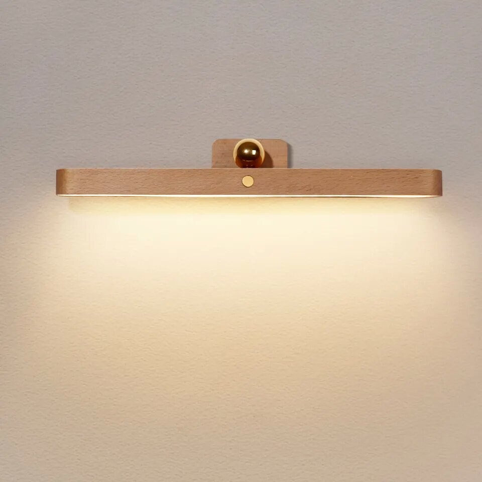 Touch Dimmable Wooden Mirror Light - USB Rechargeable - Casatrail.com