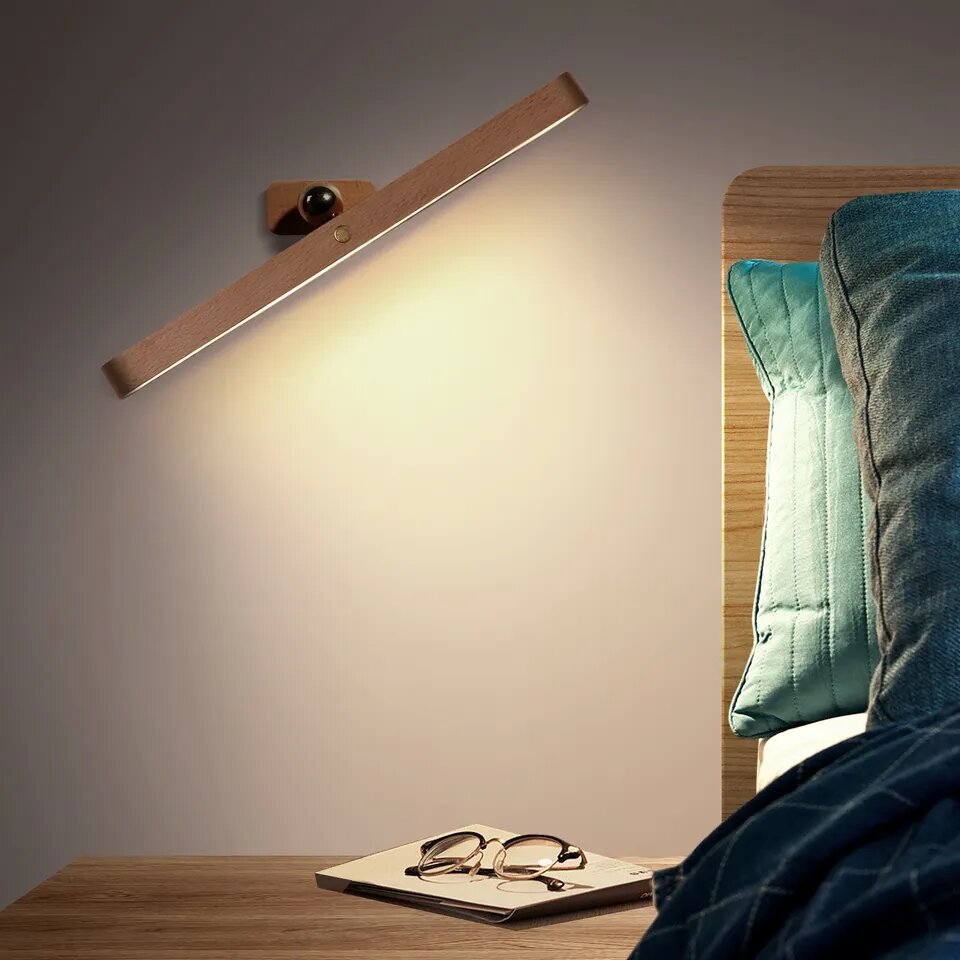 Touch Dimmable Wooden Mirror Light - USB Rechargeable - Casatrail.com