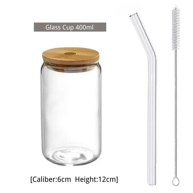 Transparent Glass Cup with Straw - Casatrail.com