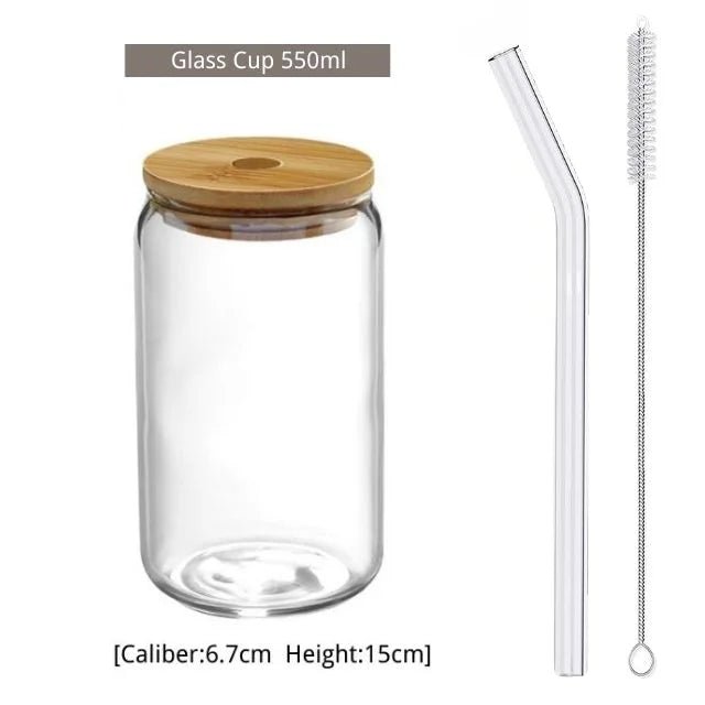 Transparent Glass Cup with Straw - Casatrail.com