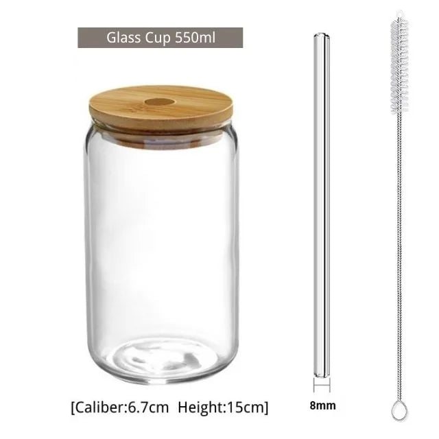 Transparent Glass Cup with Straw - Casatrail.com