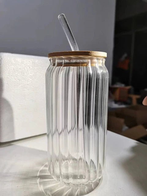 Transparent Glass Cup with Straw - Casatrail.com