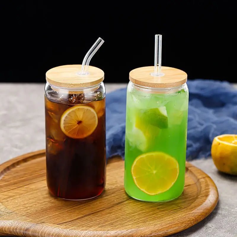 Transparent Glass Cup with Straw - Casatrail.com