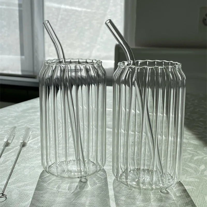 Transparent Glass Cup with Straw - Casatrail.com