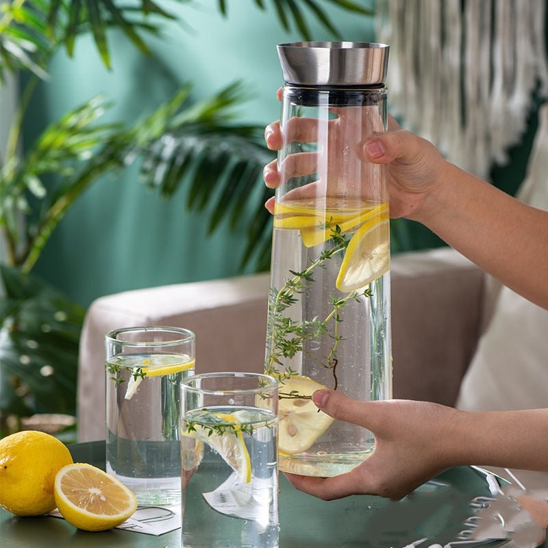 Transparent Glass Juice Jug 900 - 1800ML with Stainless Steel Lid - Casatrail.com