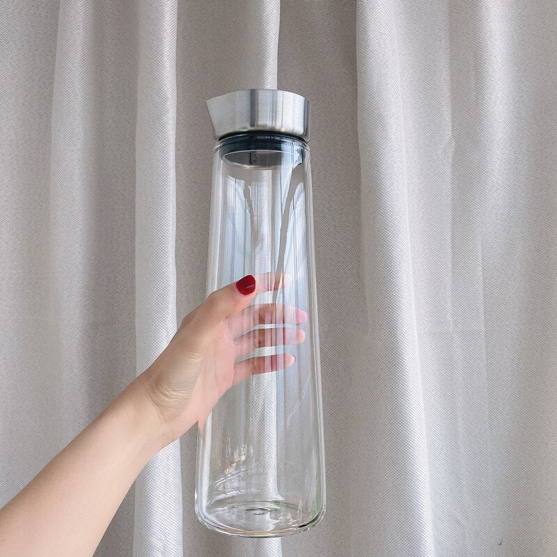 Transparent Glass Juice Jug 900 - 1800ML with Stainless Steel Lid - Casatrail.com