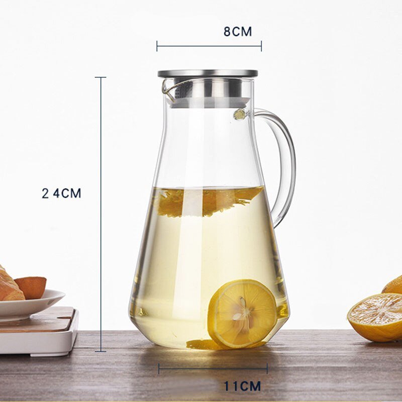 Transparent Glass Juice Jug 900 - 1800ML with Stainless Steel Lid - Casatrail.com