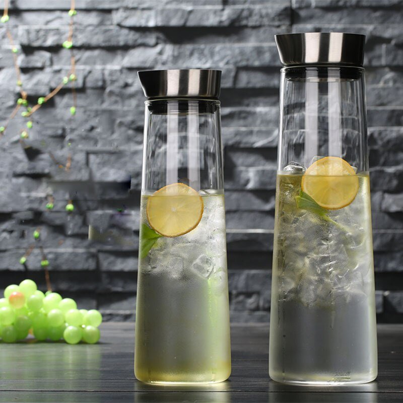 Transparent Glass Juice Jug 900 - 1800ML with Stainless Steel Lid - Casatrail.com