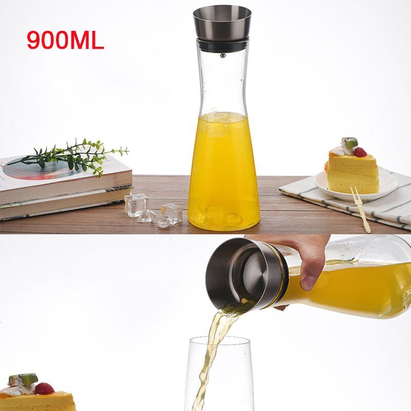 Transparent Glass Juice Jug 900 - 1800ML with Stainless Steel Lid - Casatrail.com