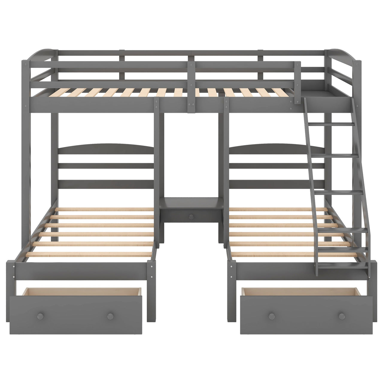 Triple Bed Bunk with Stairs Twin Bunk Bed - Casatrail.com