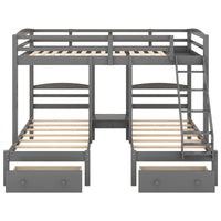 Thumbnail for Triple Bed Bunk with Stairs Twin Bunk Bed - Casatrail.com