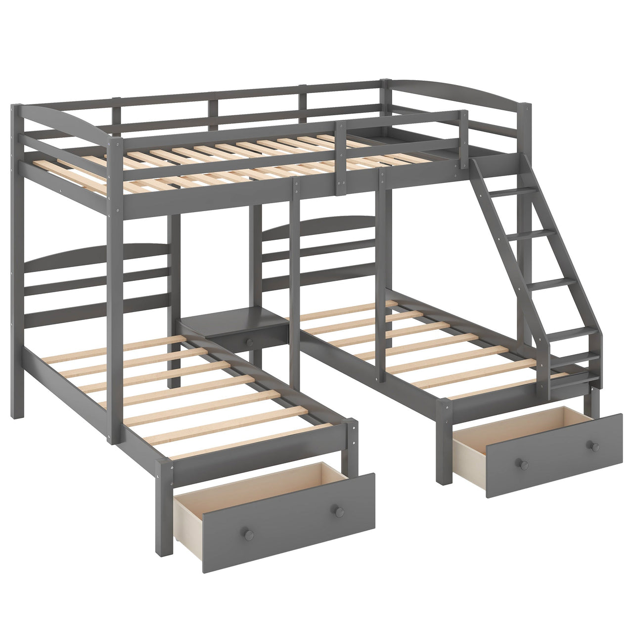 Triple Bed Bunk with Stairs Twin Bunk Bed - Casatrail.com