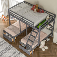 Thumbnail for Triple Bed Bunk with Stairs Twin Bunk Bed - Casatrail.com