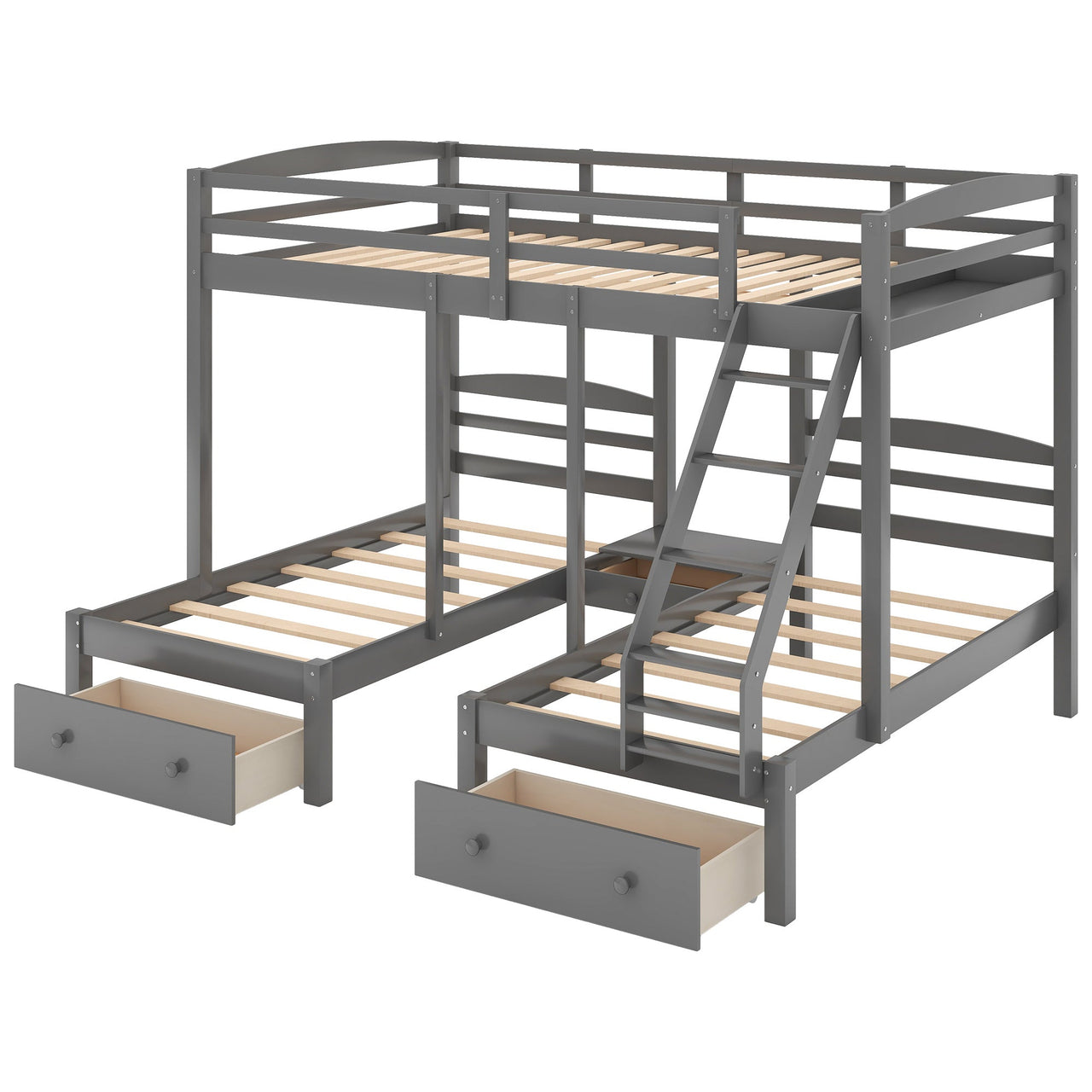 Triple Bed Bunk with Stairs Twin Bunk Bed - Casatrail.com