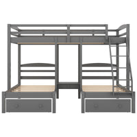Thumbnail for Triple Bed Bunk with Stairs Twin Bunk Bed - Casatrail.com