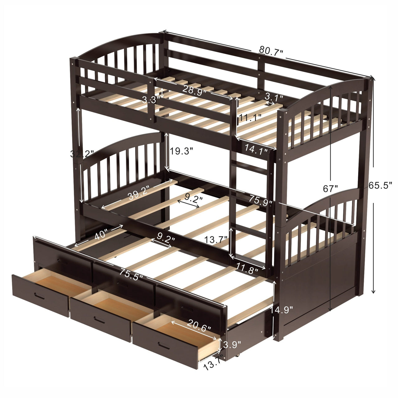 Twin Bunk Bed with Drawers - Casatrail.com