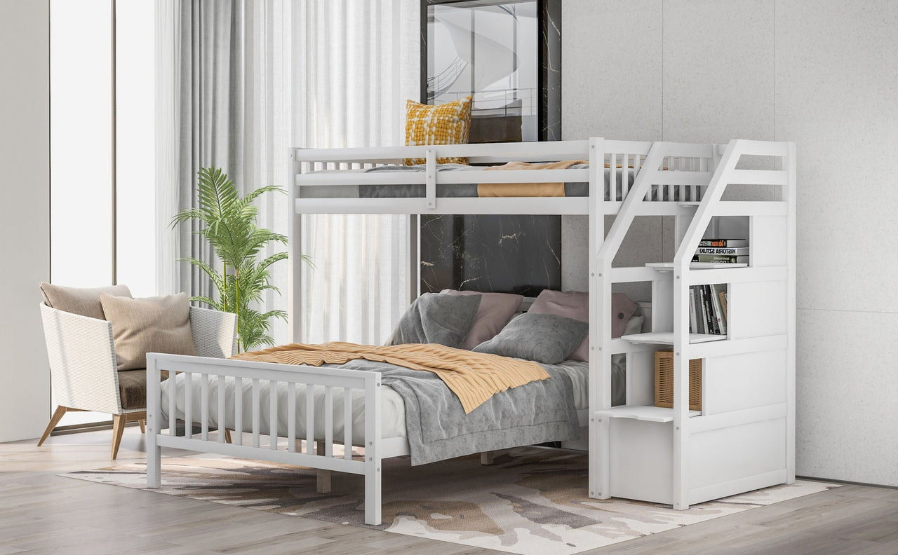 Twin Bunk Bed with Stairs and Drawers - Casatrail.com