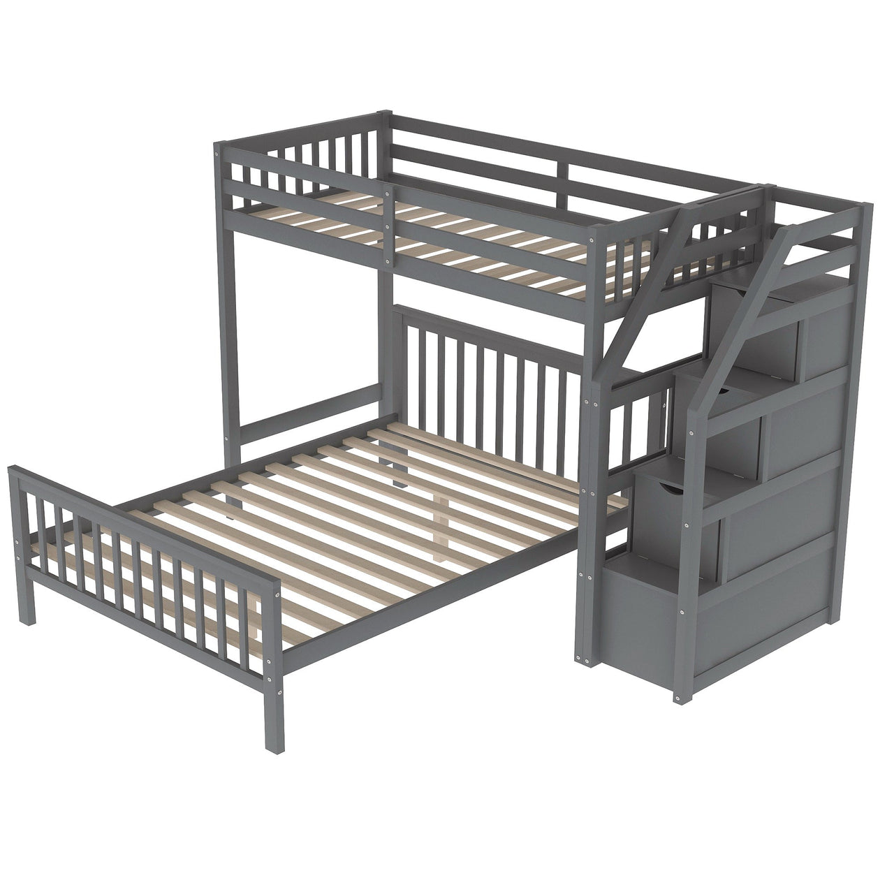 Twin Bunk Bed with Stairs and Drawers - Casatrail.com