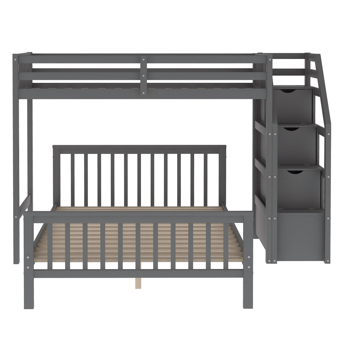 Twin Bunk Bed with Stairs and Drawers - Casatrail.com