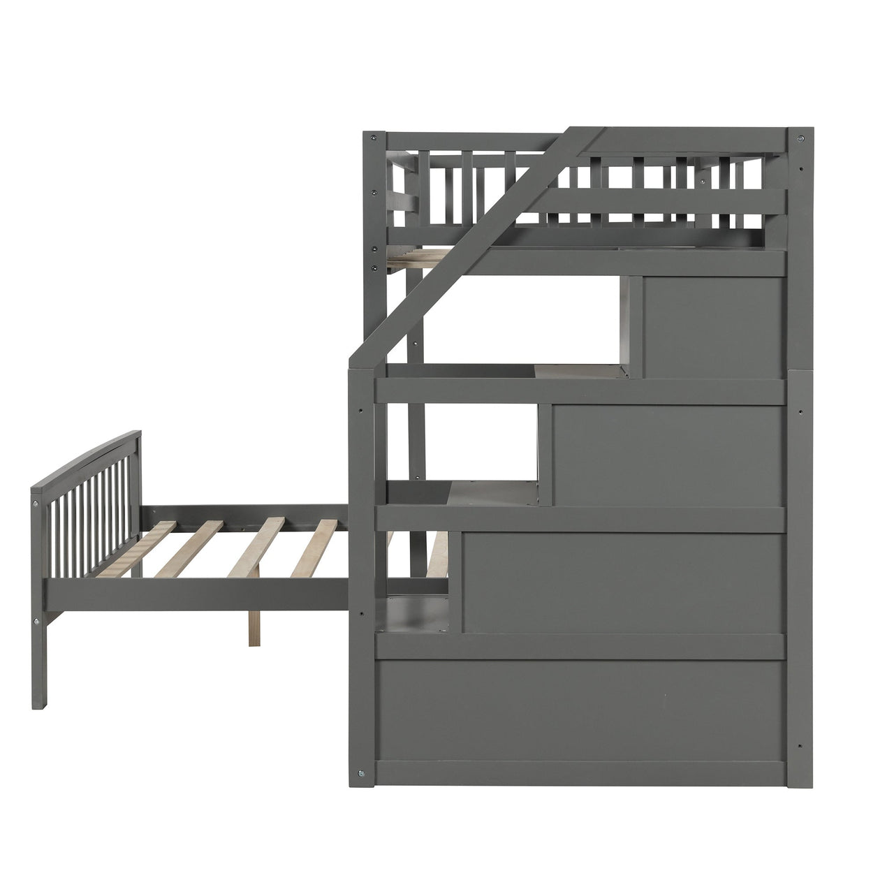 Twin Bunk Bed with Stairs and Drawers - Casatrail.com