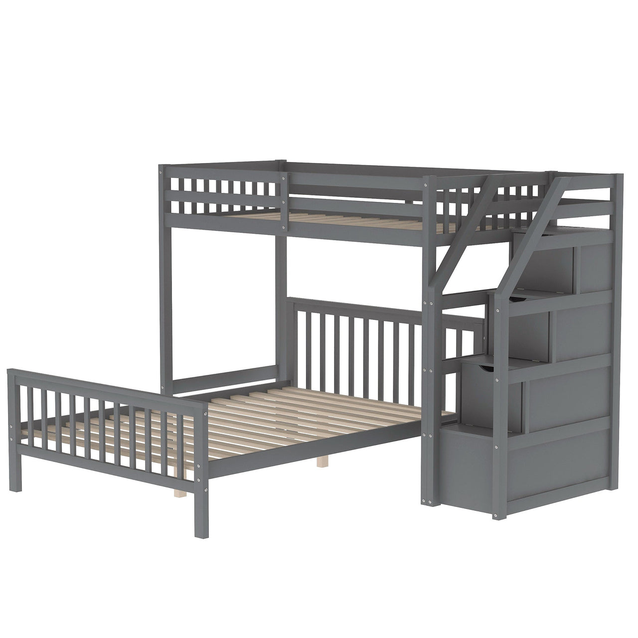 Twin Bunk Bed with Stairs and Drawers - Casatrail.com