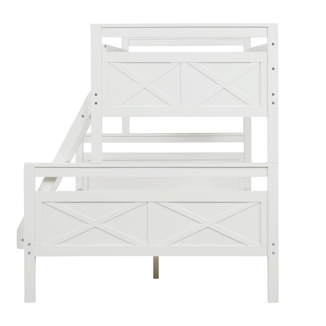 Twin Full Over Queen Bunk Bed with Ladder and Guardrail - Casatrail.com