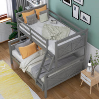 Thumbnail for Twin Full Over Queen Bunk Bed with Ladder and Guardrail - Casatrail.com